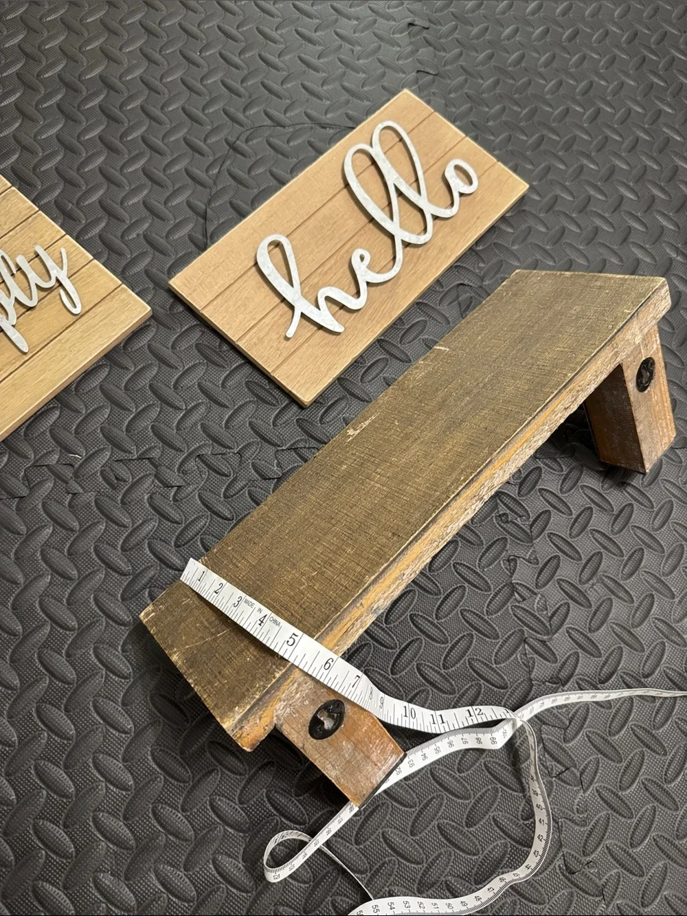 Live Simply & Hello Wooden Wall Signs Plus Shelf Set